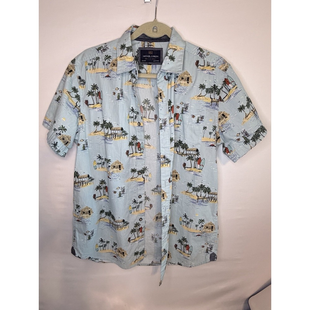 Nickel & Iron Button Up Tropical Hawaiian Cotton Shirt Size Medium